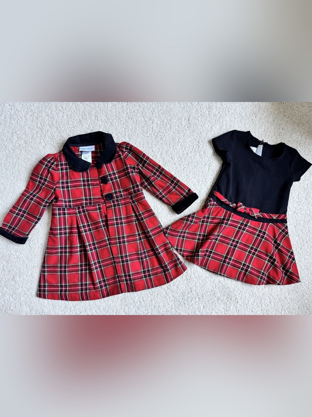 Bonnie Jean 2T Red Plaid Tartan Christmas Dress and Coat Set